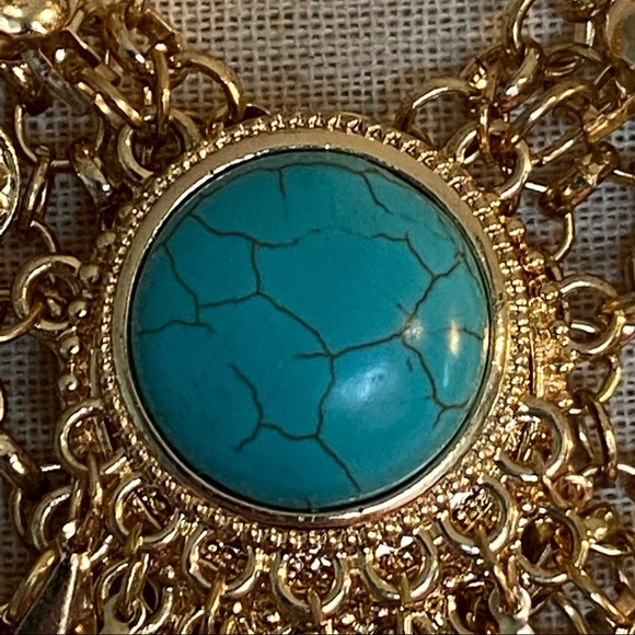 Bebe Gold and Blue Tassle Pendant Necklace NWOT - Picture 8 of 16